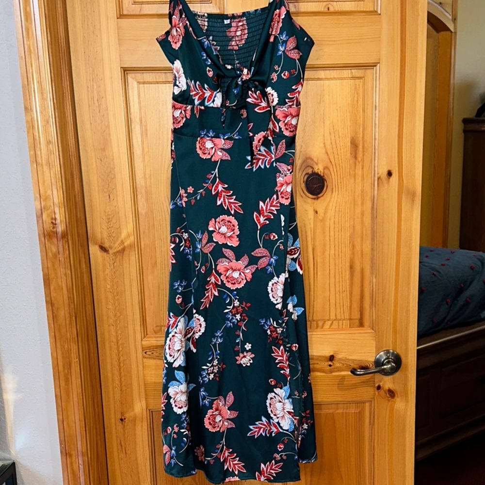 Floral Green and Pink Women's Dress